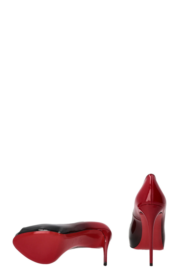 CHRISTIAN LOUBOUTIN New Very Prive Peep Plateau 120 Pump Patent Red Black