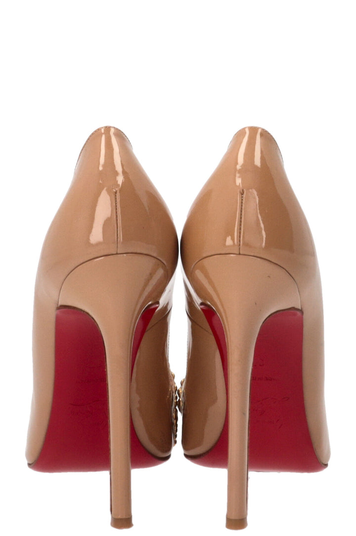 CHRISTIAN LOUBOUTIN Escarpins Pigalle "Sex" ornés 120 Cristal Nude