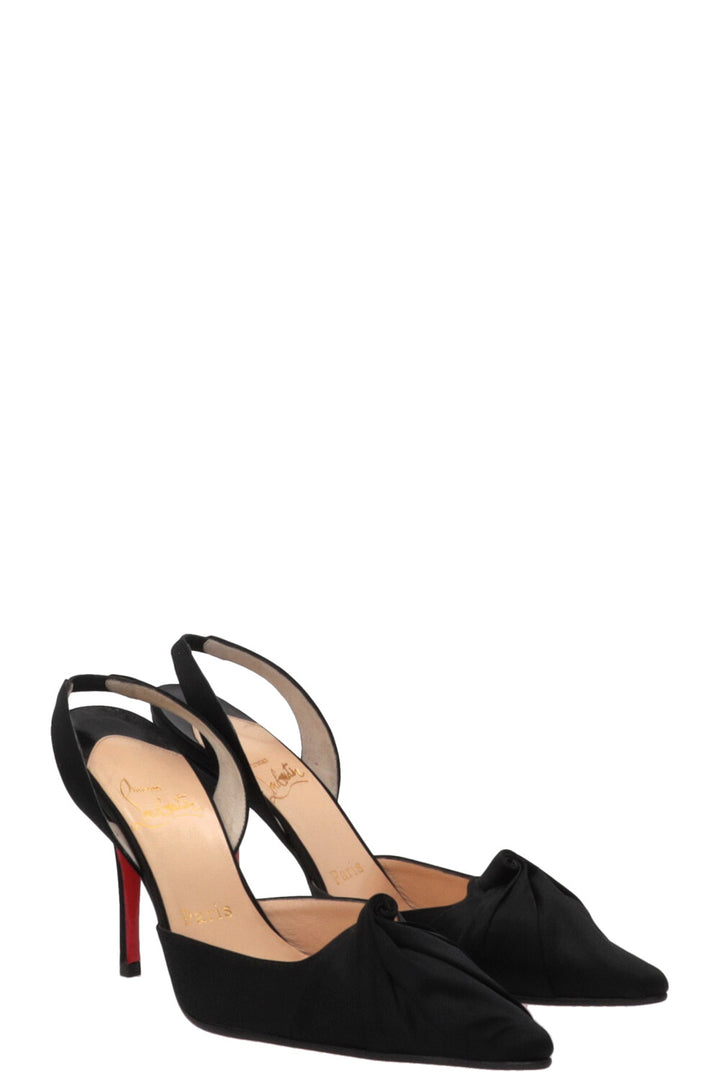 CHRISTIAN LOUBOUTIN Slingback Heels Satin Black