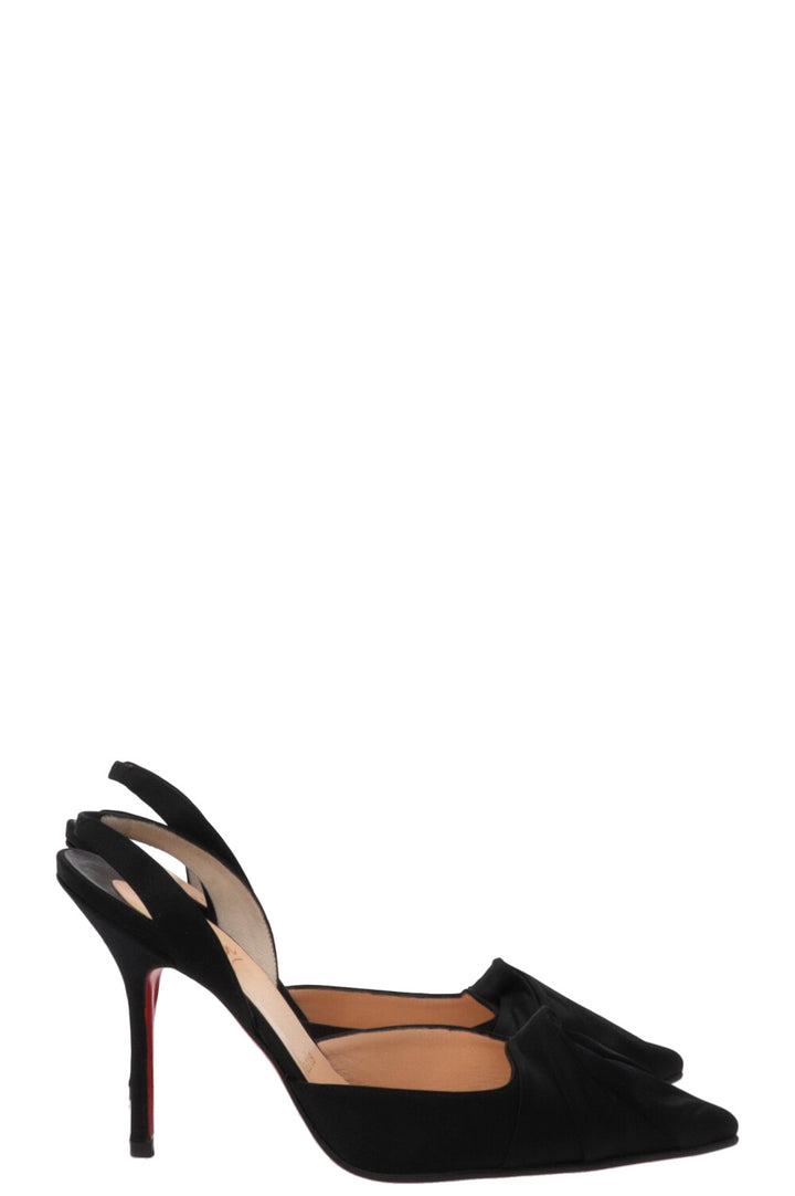 CHRISTIAN LOUBOUTIN Slingback Heels Satin Black