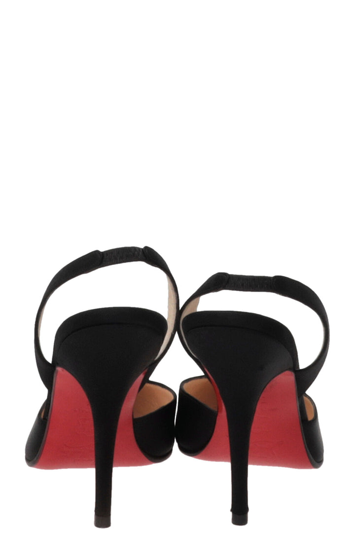 CHRISTIAN LOUBOUTIN Slingback Heels Satin Black