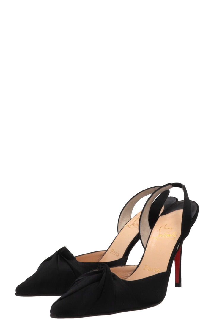 CHRISTIAN LOUBOUTIN Slingback Heels Satin Black