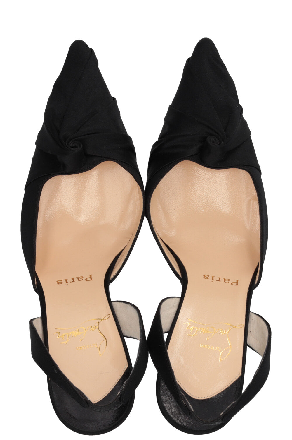 CHRISTIAN LOUBOUTIN Slingback Heels Satin Black