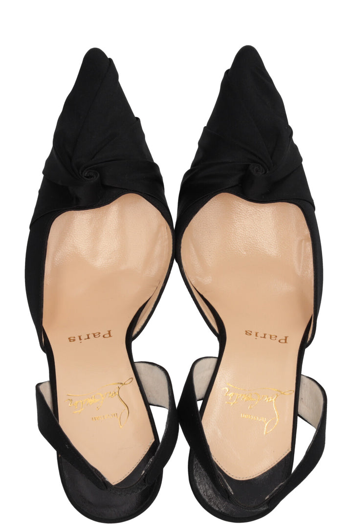 CHRISTIAN LOUBOUTIN Slingback Heels Satin Black
