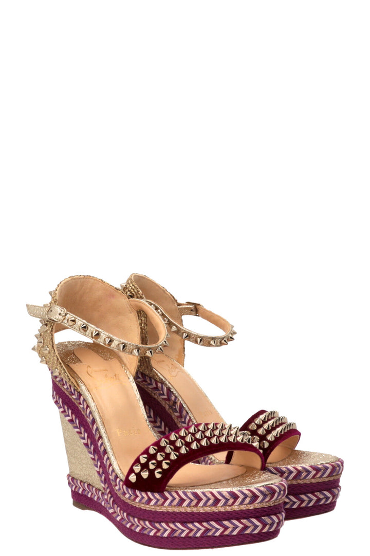 CHRISTIAN LOUBOUTIN Spike Wedges Gold Purple