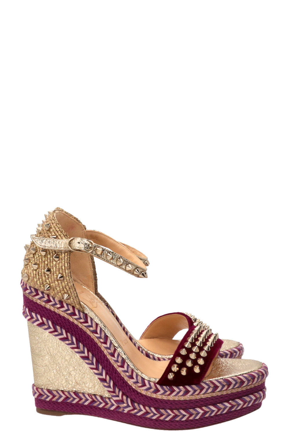 CHRISTIAN LOUBOUTIN Spike Wedges Gold Purple