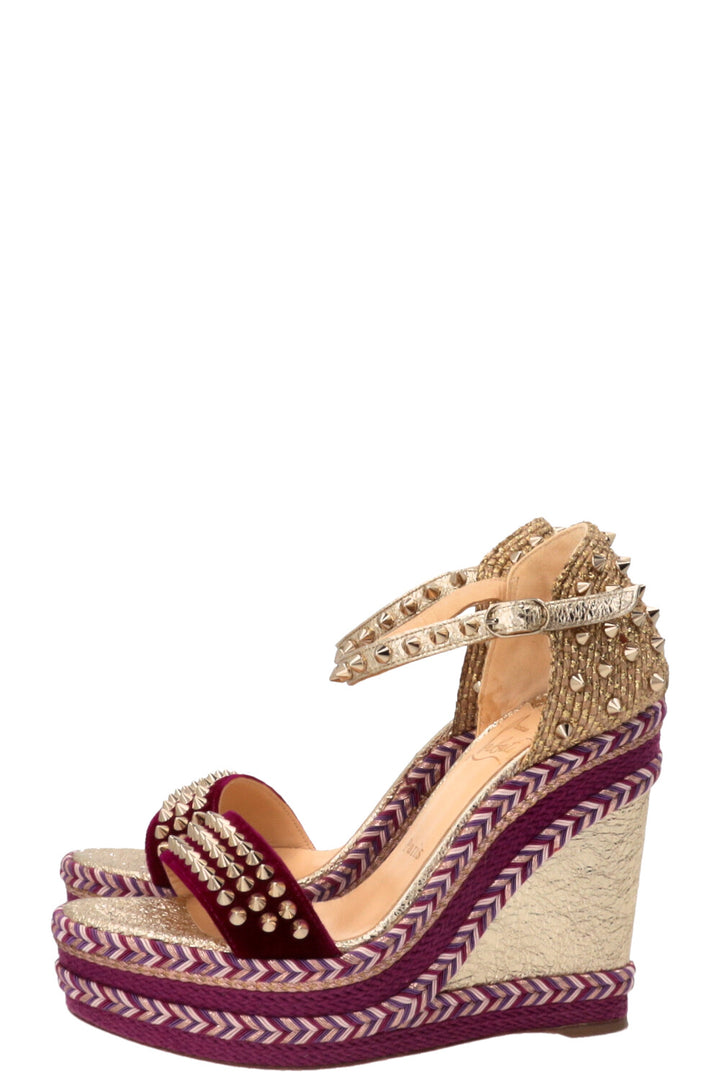 CHRISTIAN LOUBOUTIN Spike Wedges Gold Purple