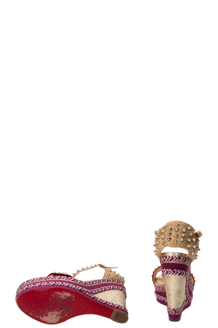 CHRISTIAN LOUBOUTIN Spike Wedges Gold Purple