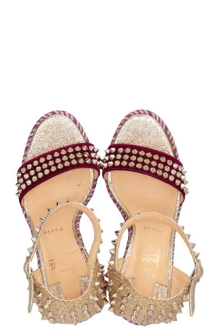CHRISTIAN LOUBOUTIN Spike Wedges Gold Purple