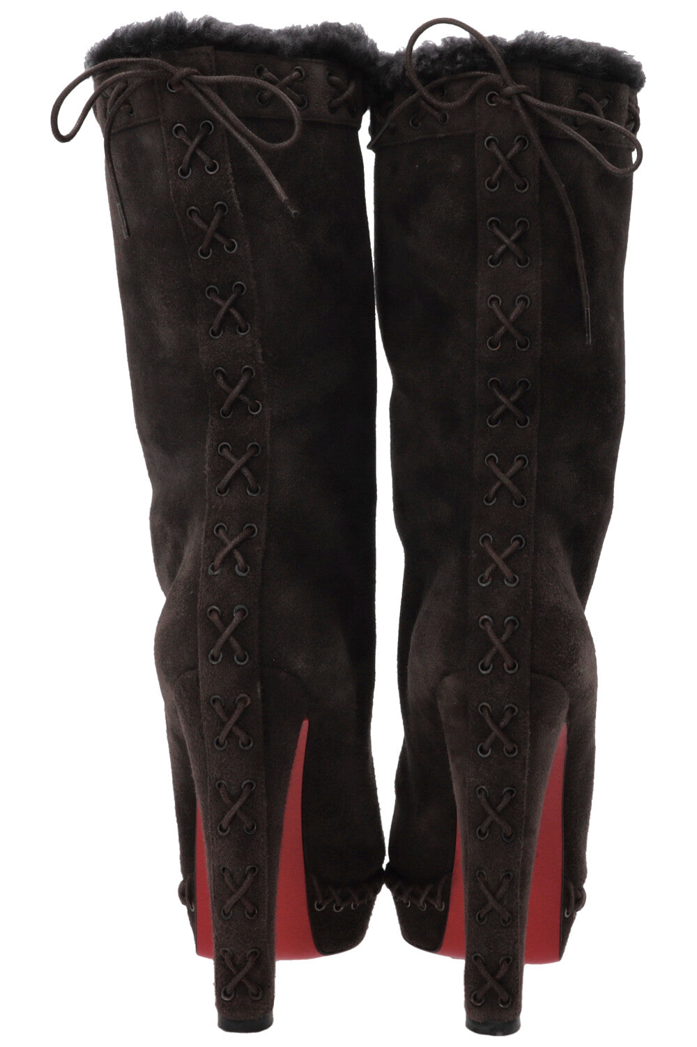 CHRISTIAN LOUBOUTIN Step N Roll 140 Suede Platform Boots Brown