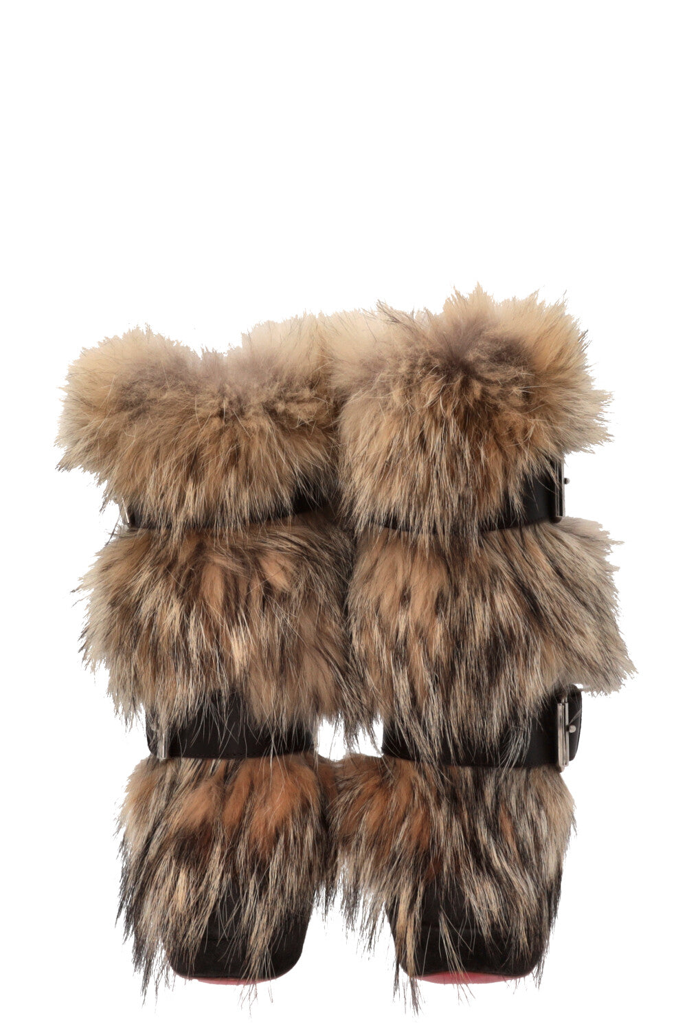 CHRISTIAN LOUBOUTIN Toundra Coyote Platform Ankle Boots Fur Brown