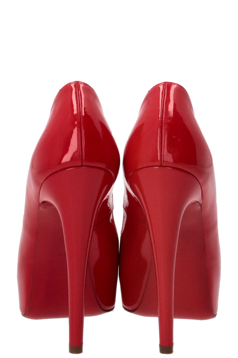 CHRISTIAN LOUBOUTIN Very Prive Peep Toe Platform Patent Leather Red