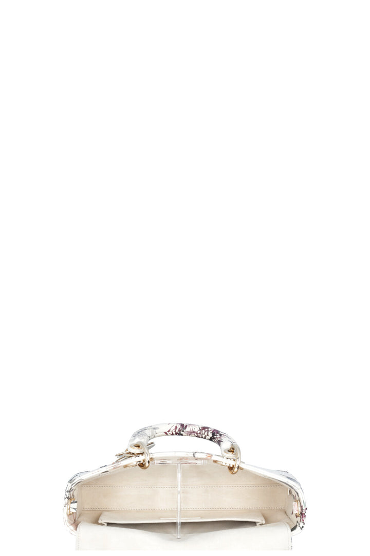 CHRISTIAN DIOR 2025 Lady D-Joy Millefiori Medium Embroidered Leather White