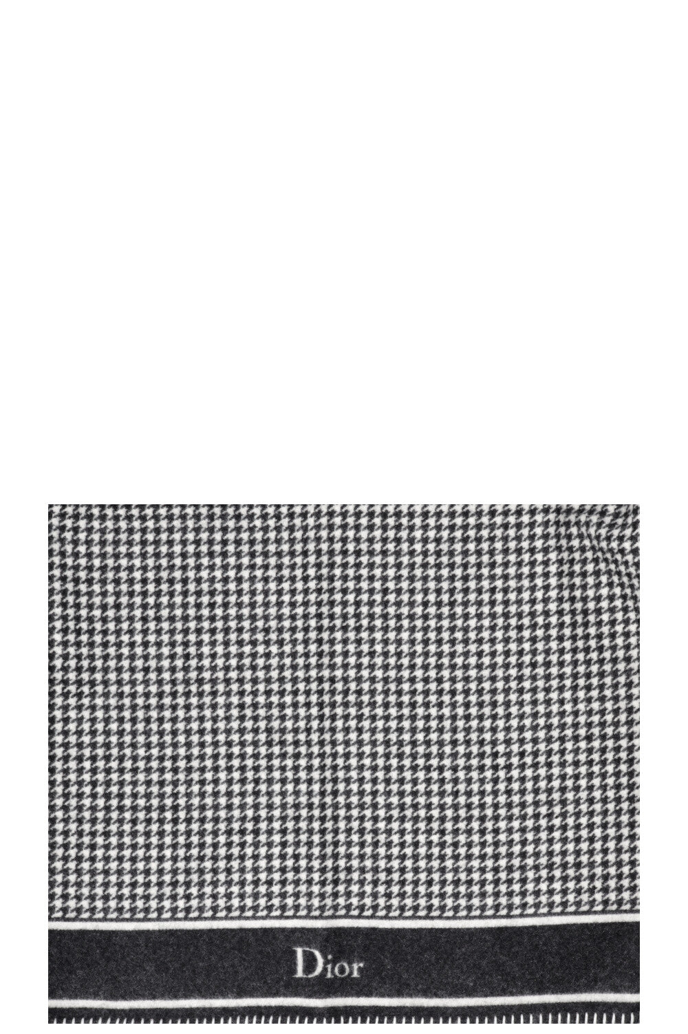 CHRISTIAN DIOR Houndstooth Wool Blanket Dark grey