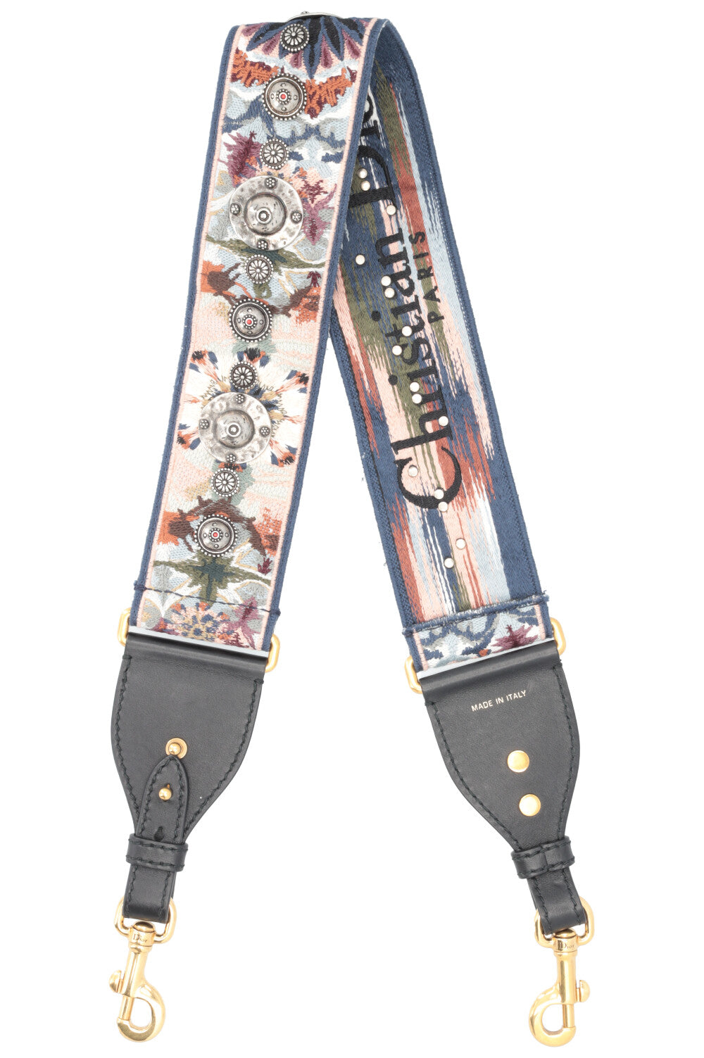CHRISTIAN DIOR Bohemian Floral Shoulder Strap Embellished Canvas Multicolor