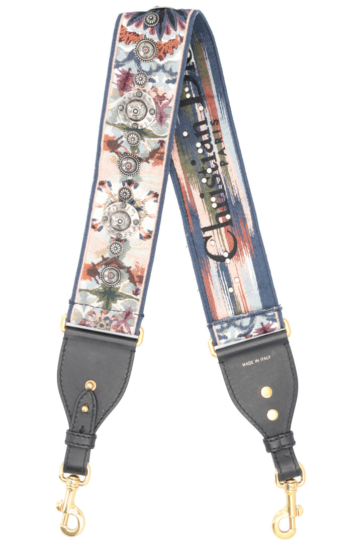 CHRISTIAN DIOR Bohemian Floral Shoulder Strap Embellished Canvas Multicolor