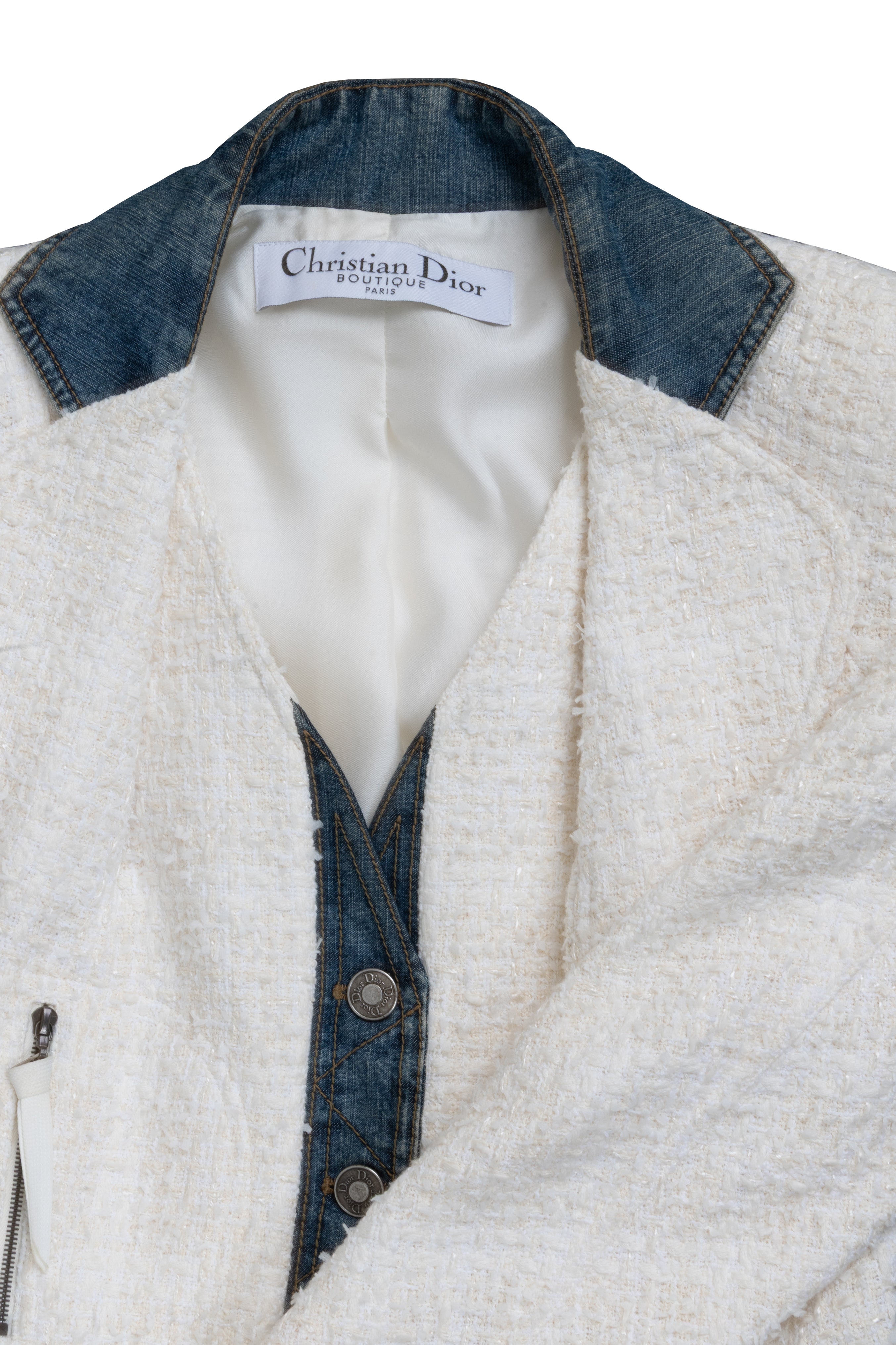 CHRISTIAN DIOR Jacket Tweed White Denim Blue – REAWAKE