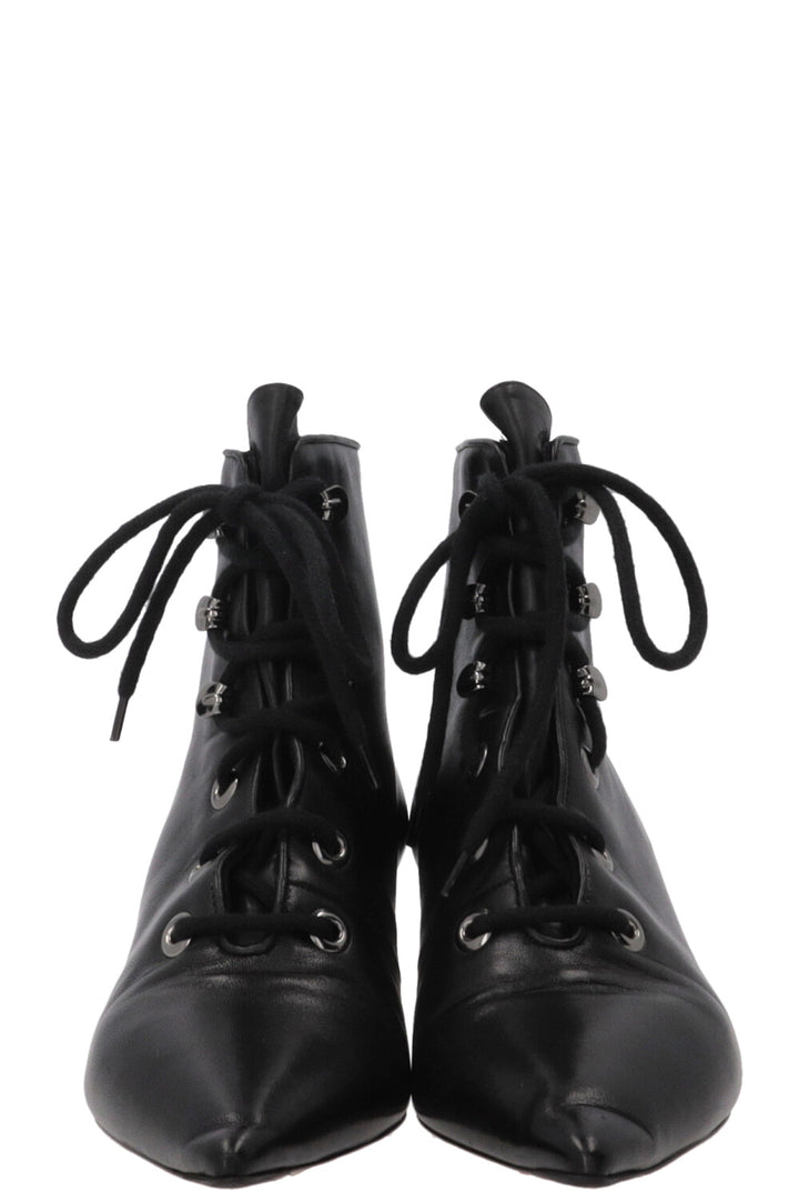 CHRISTIAN DIOR Lace-up Ankle Boots Leather Black
