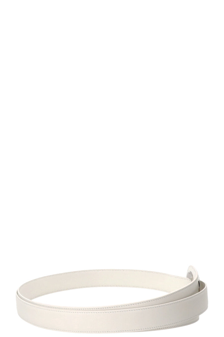 CHRISTIAN DIOR Ring Wide Waist Belt Leather White