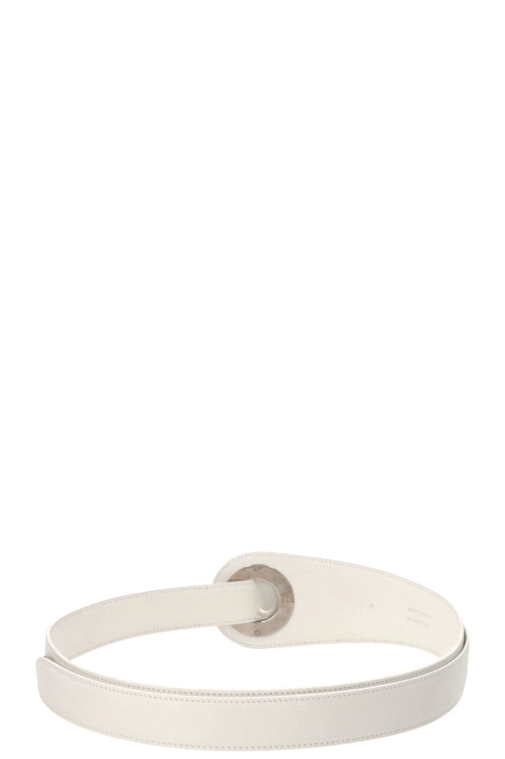 CHRISTIAN DIOR Ring Wide Waist Belt Leather White