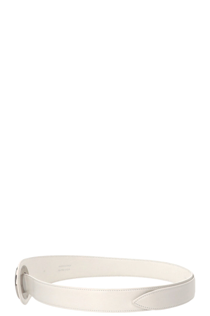 CHRISTIAN DIOR Ring Wide Waist Belt Leather White
