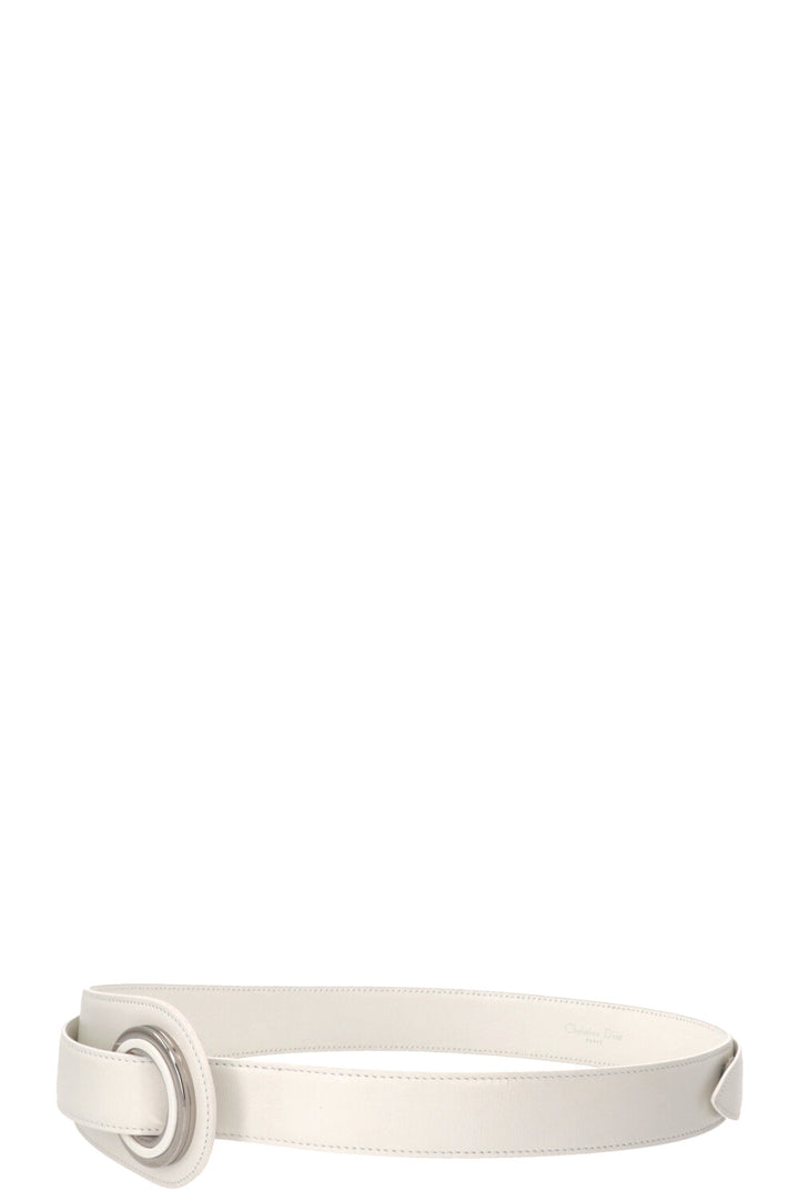 CHRISTIAN DIOR Ring Wide Waist Belt Leather White