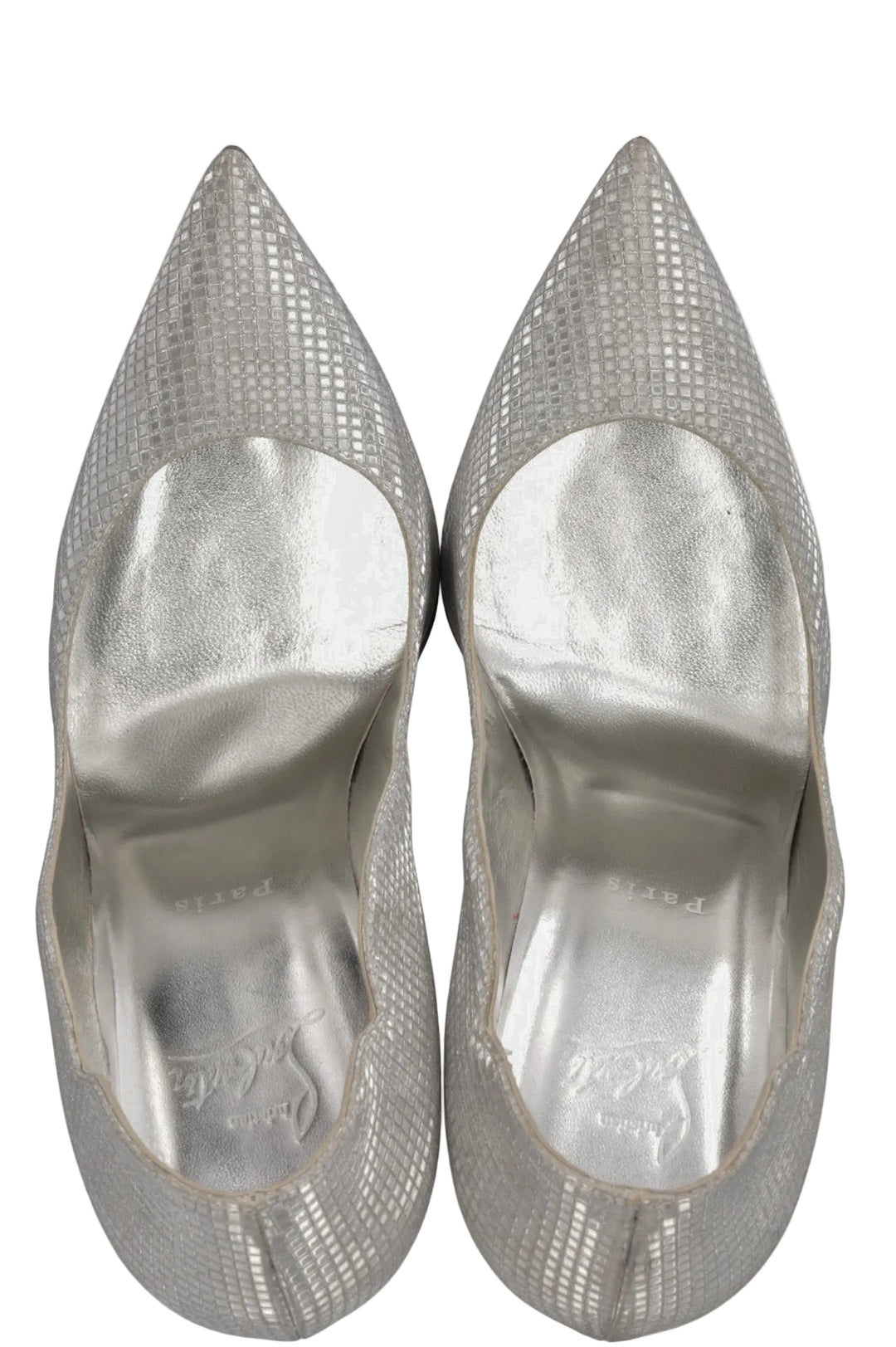 CHRISTIAN LOUBOUTIN Hot Chick 100 Heels Disco Ball Silver