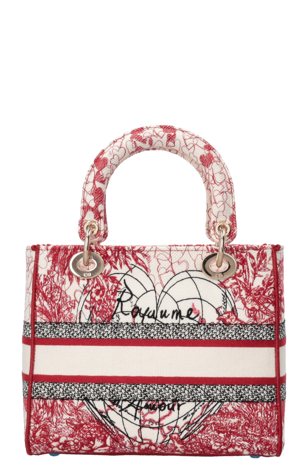 CHRISTIAN DIOR Lady Dior D-Royaume d´Amour Medium Embroidered Canvas Red