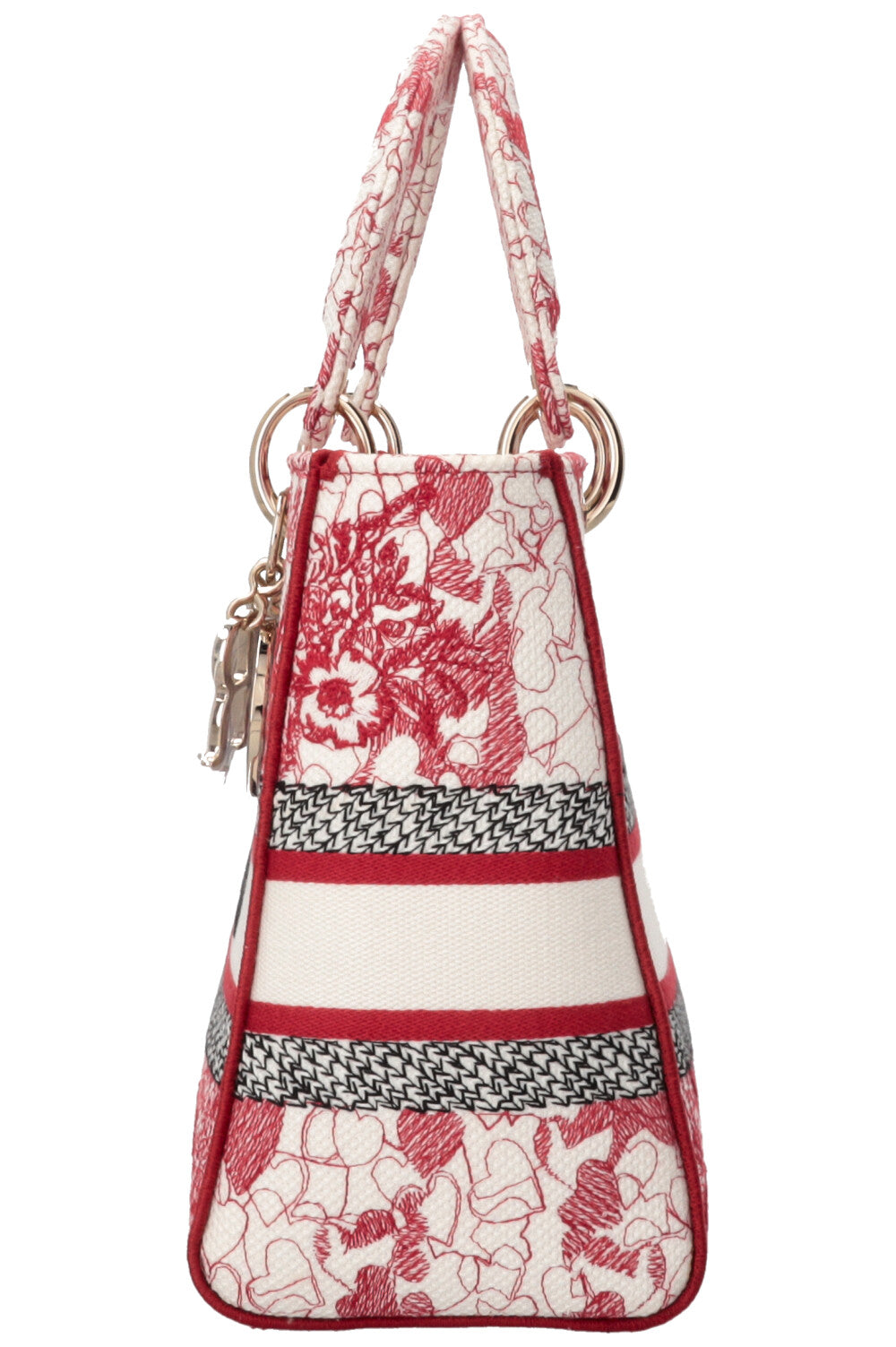 CHRISTIAN DIOR Lady Dior D-Royaume d´Amour Medium Embroidered Canvas Red