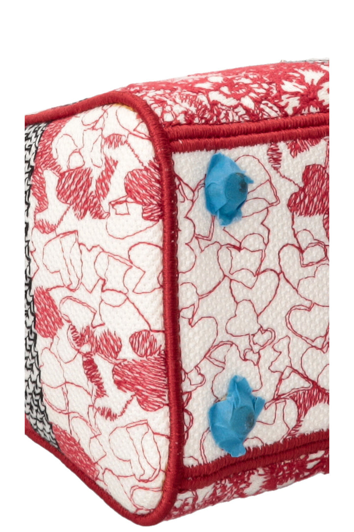 CHRISTIAN DIOR Lady Dior D-Royaume d´Amour Medium Embroidered Canvas Red