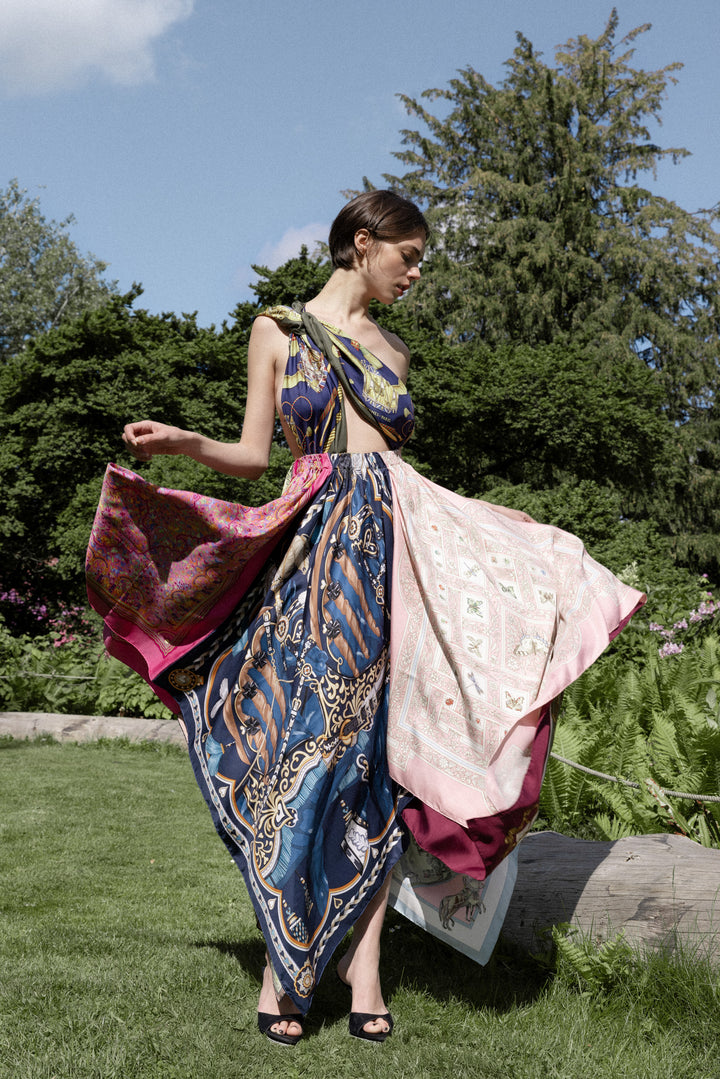 UNFOLD Silk Scarf Tulip Dress
