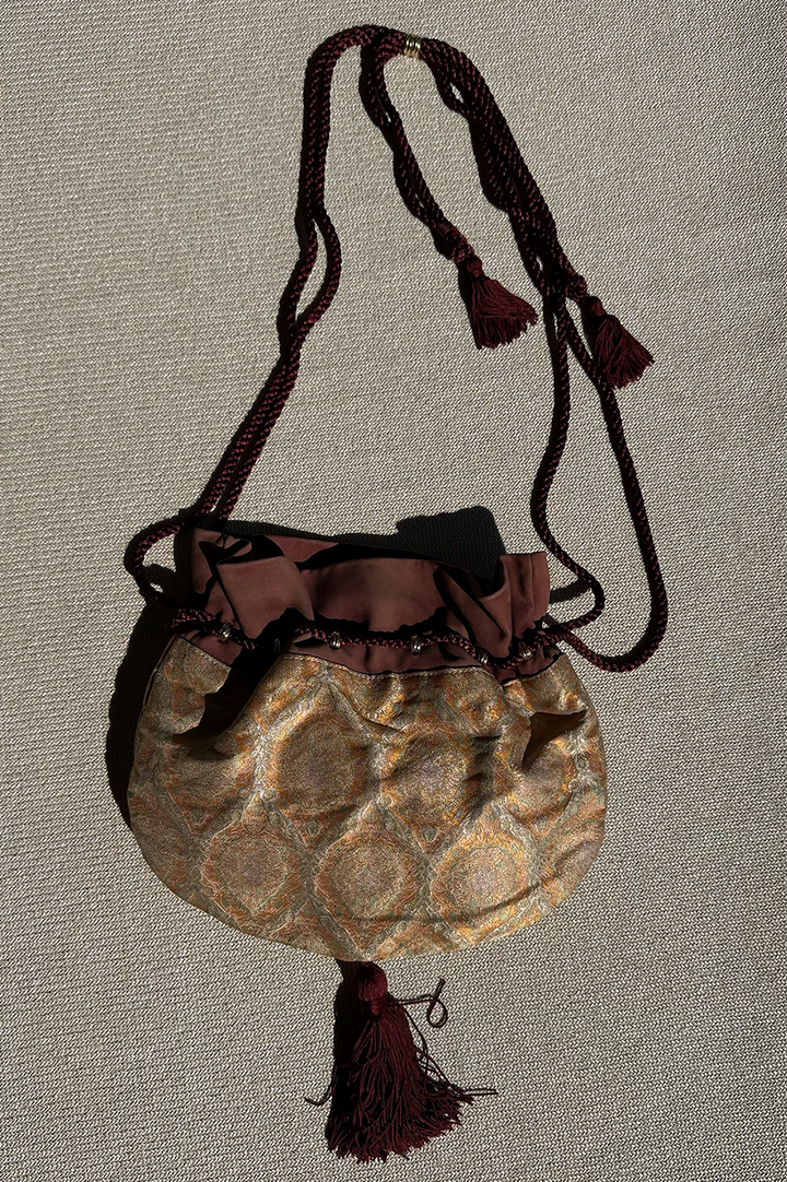 CARTIER Satin Tassel Crossbody Bag Orange