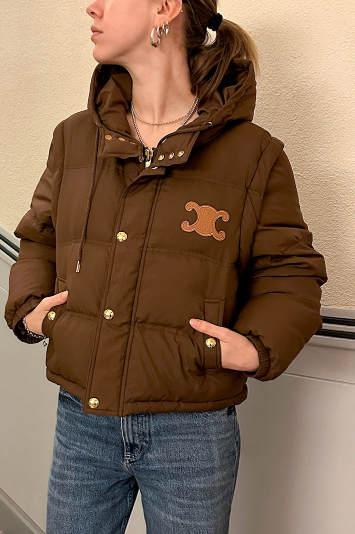 CELINE ブラウン ジップアップジャケット XS CELINE Cropped Triomphe Down Jacket Chocolate – REAWAKE