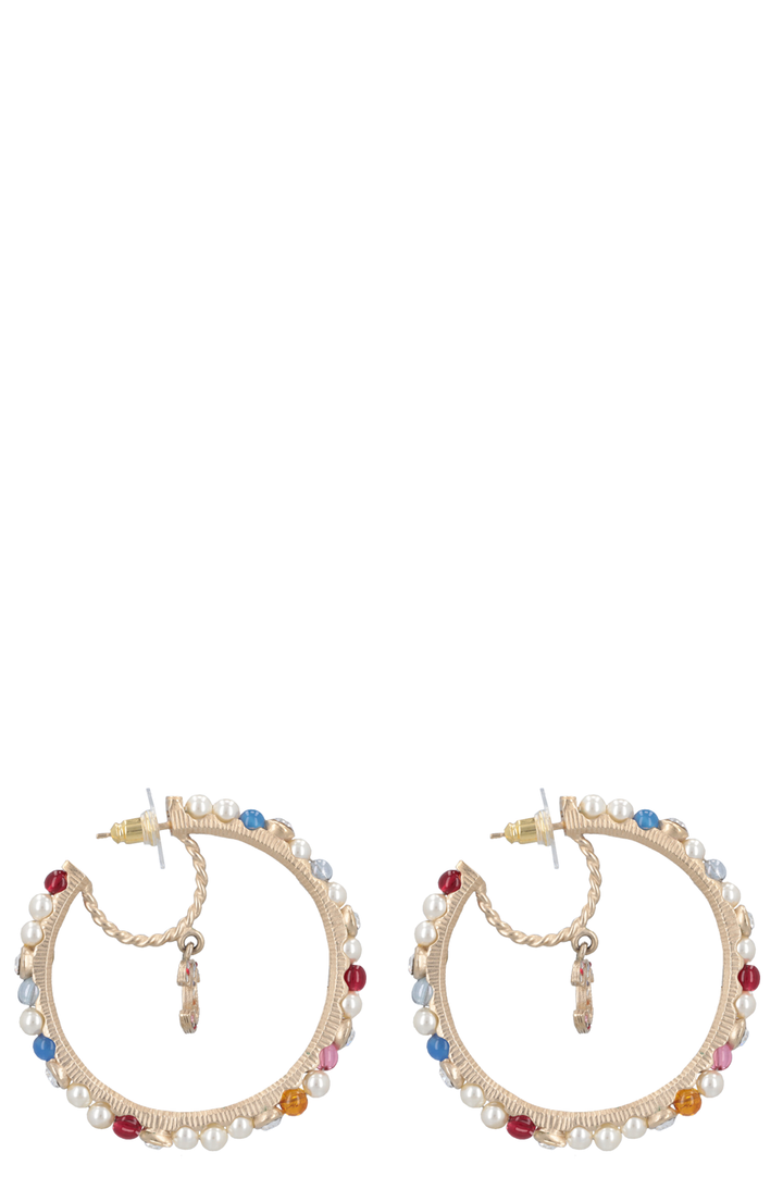 CHANEL 2020 CC Pearl Earrings Gold Multicolor