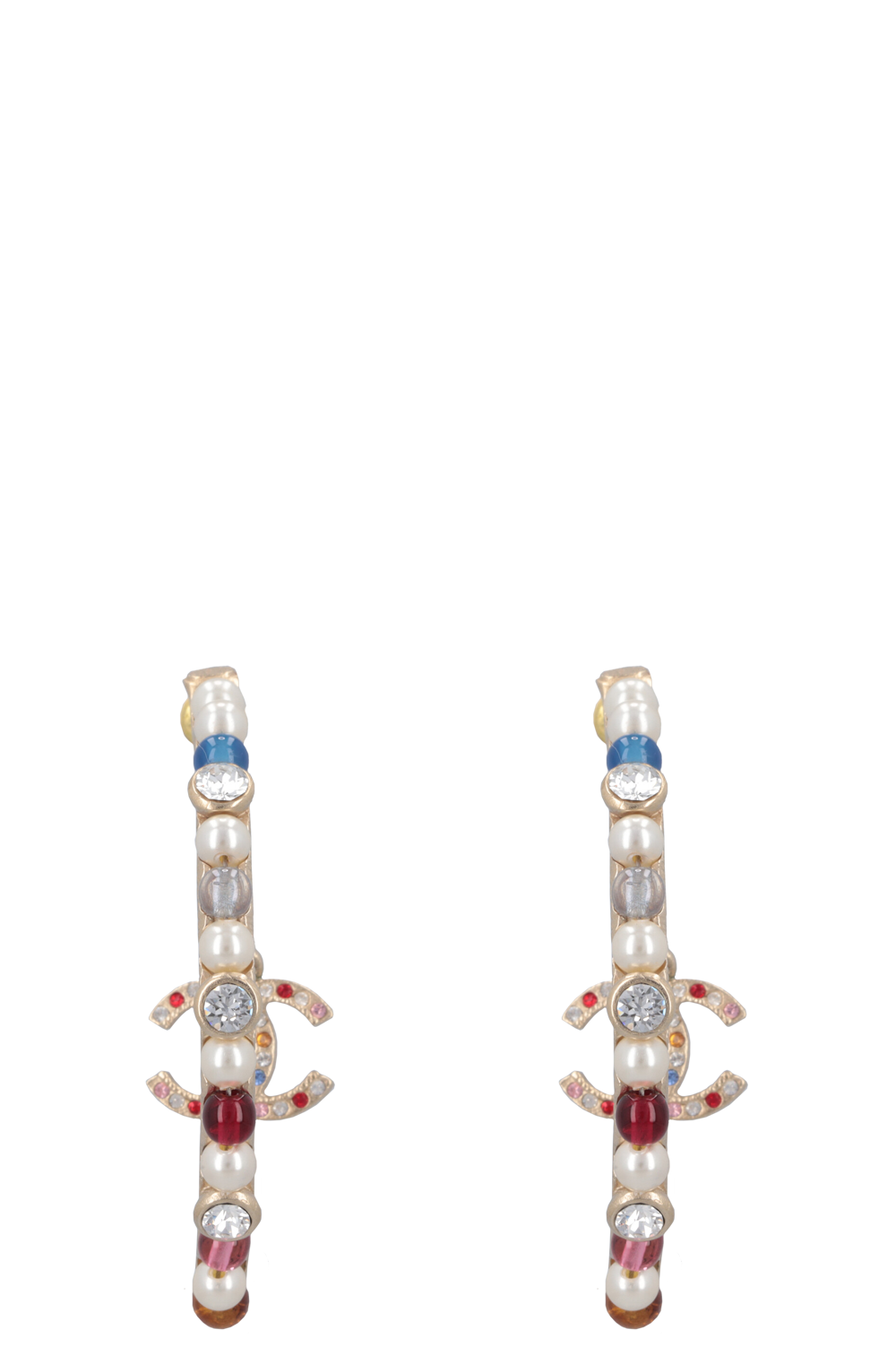 CHANEL 2020 CC Pearl Earrings Gold Multicolor