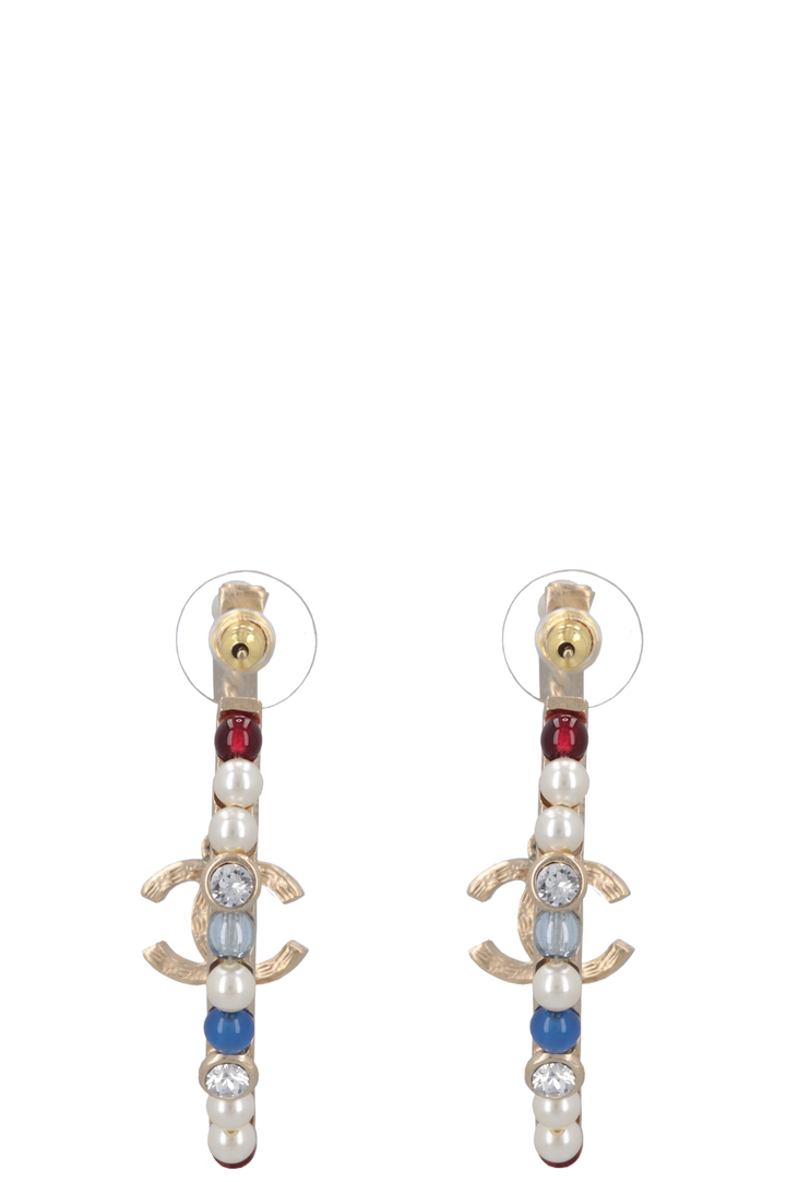 CHANEL 2020 CC Pearl Earrings Gold Multicolor