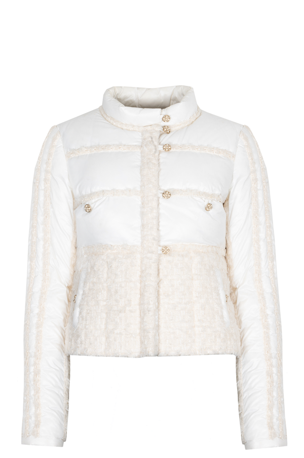 CHANEL Tweed Down Jacket White