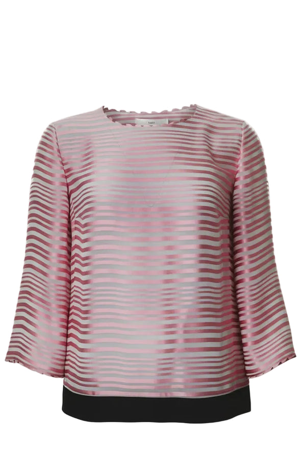 CHANEL 2020 Top rayé en soie rose
