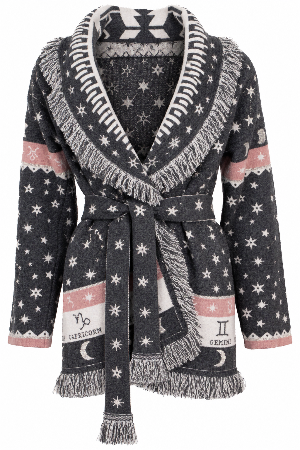 ALANUI Zodiac Belted Short Cardigan Wool Grey
