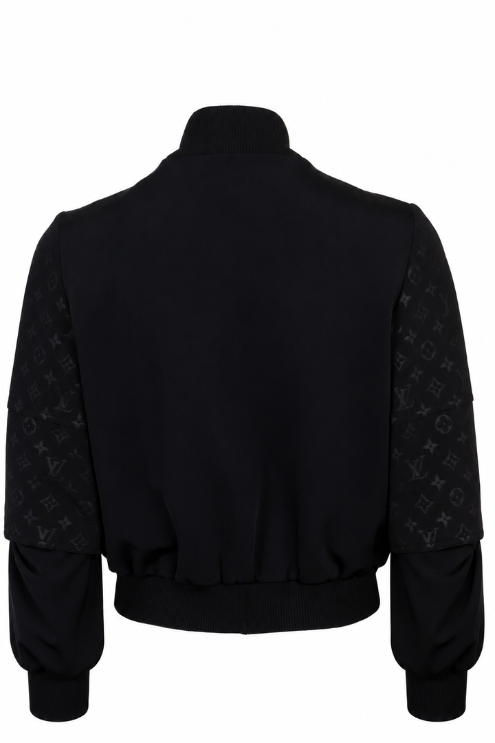 LOUIS VUITTON Embossed Monogram Zip-Up Jacket Neoprene Black