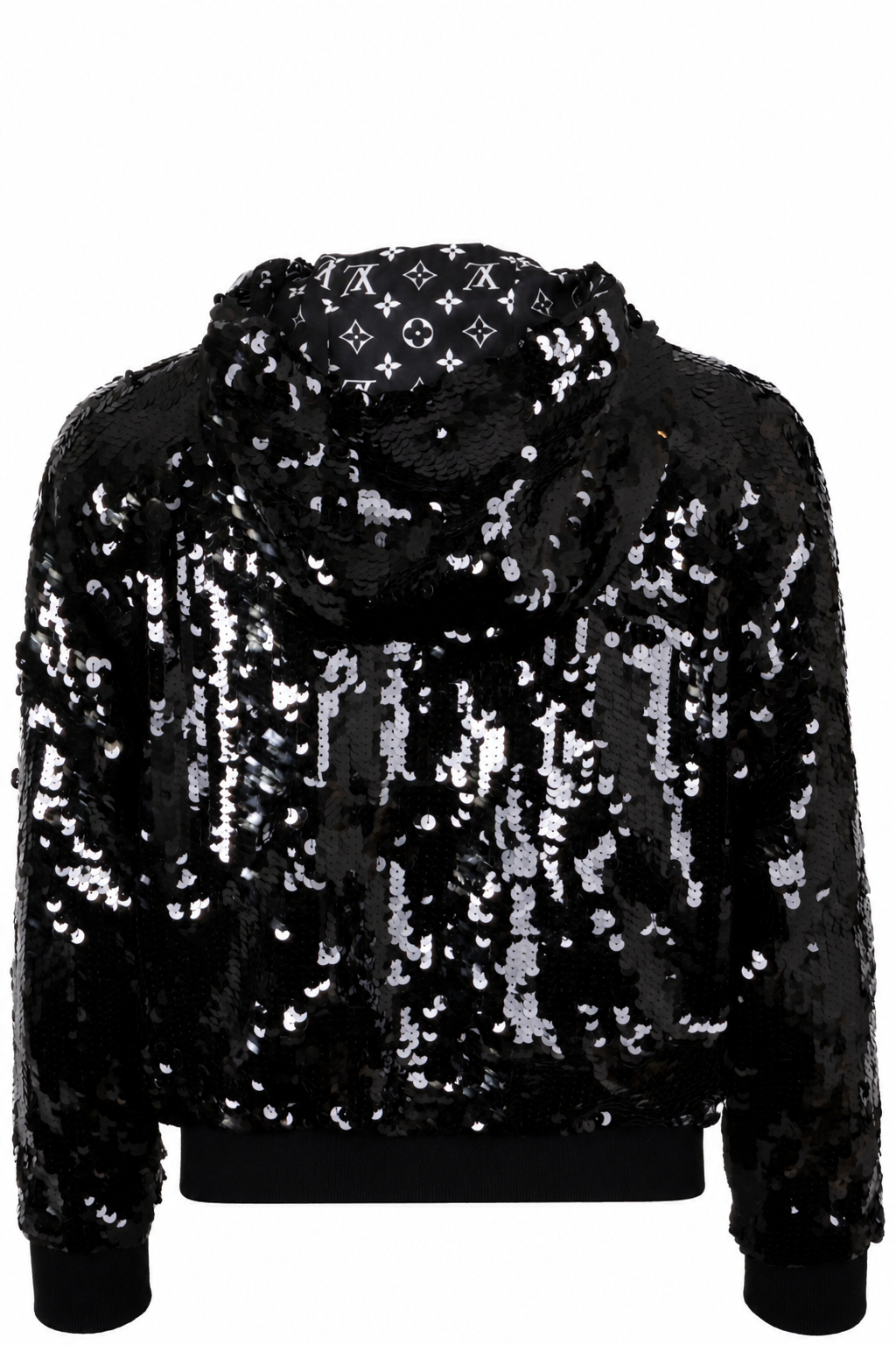 LOUIS VUITTON Sequin MNG Bomber Jacket Silk Black