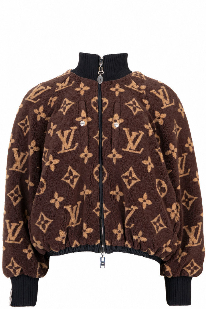 LOUIS VUITTON Giant MNG Reversible Bomber Jacket Shearling Brown