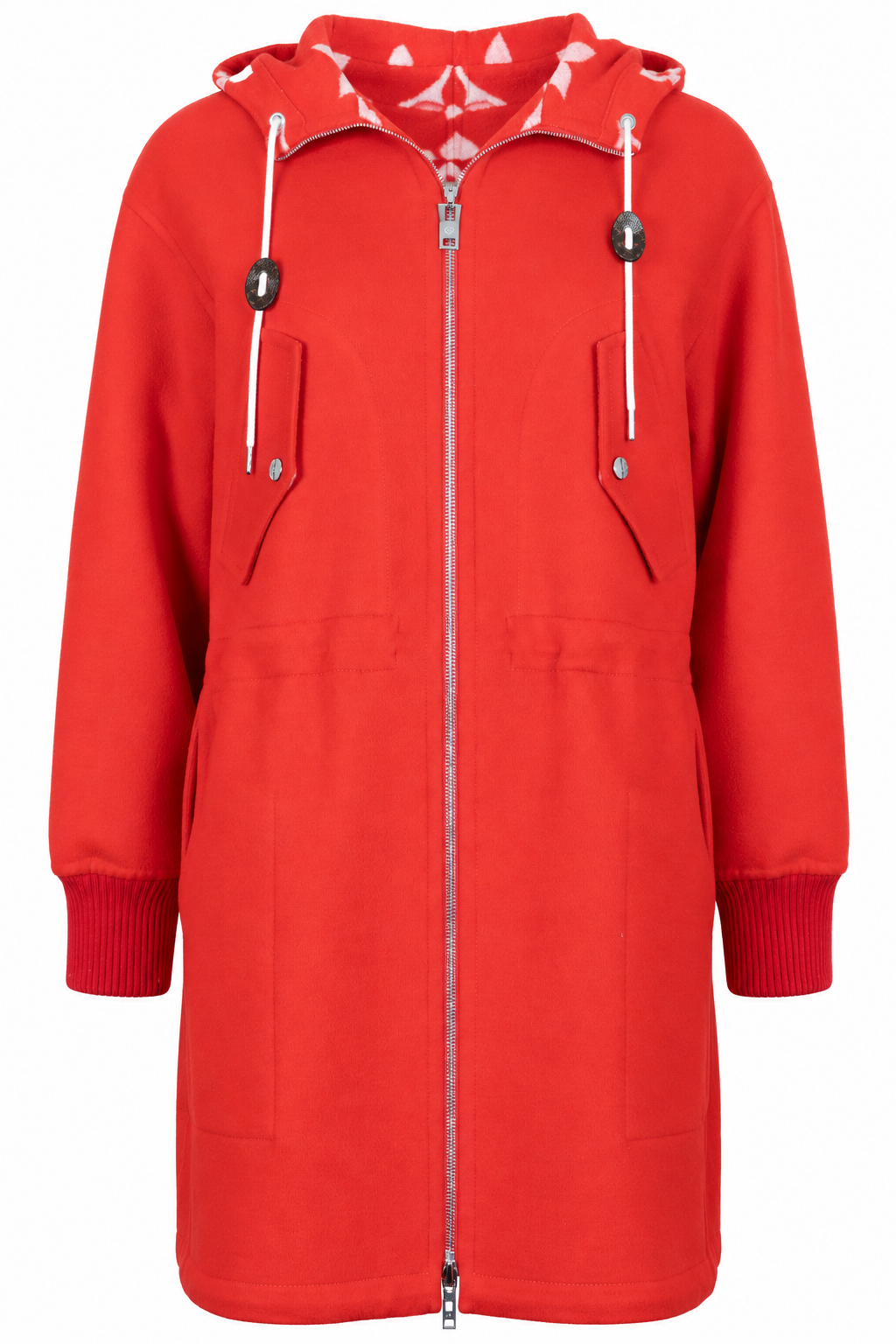 LOUIS VUITTON Reversible MNG Hooded Zip Coat Wool Red