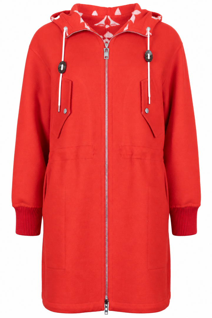 LOUIS VUITTON Reversible MNG Hooded Zip Coat Wool Red