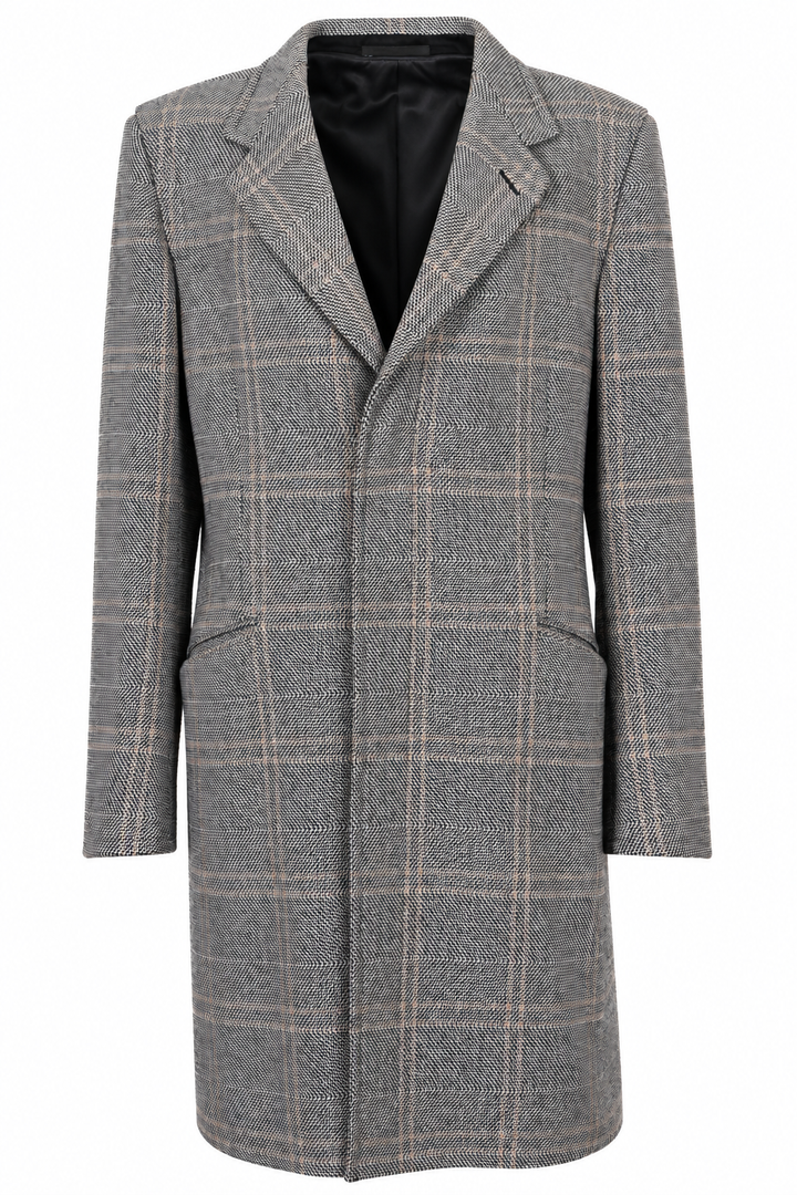YVES SAINT LAURENT Check Coat Wool Multicolor