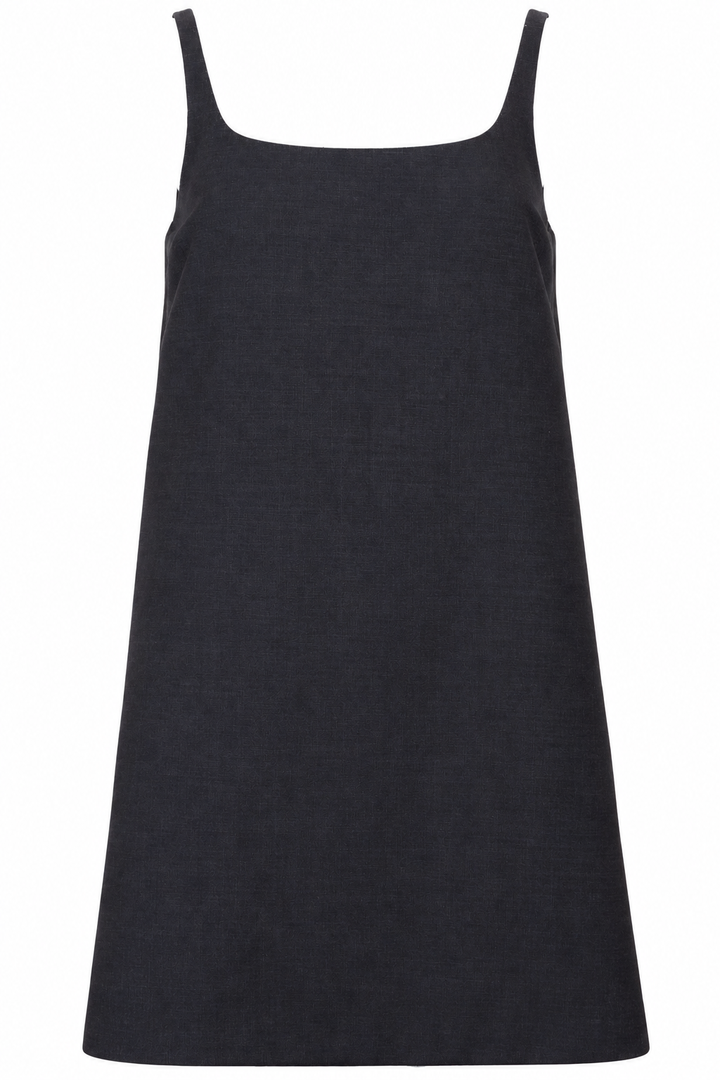 PRADA 2022 Flared Dress Wool Charcoal