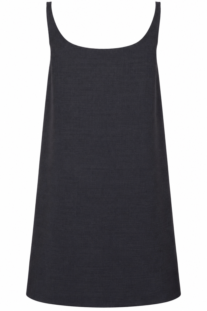 PRADA 2022 Flared Dress Wool Charcoal