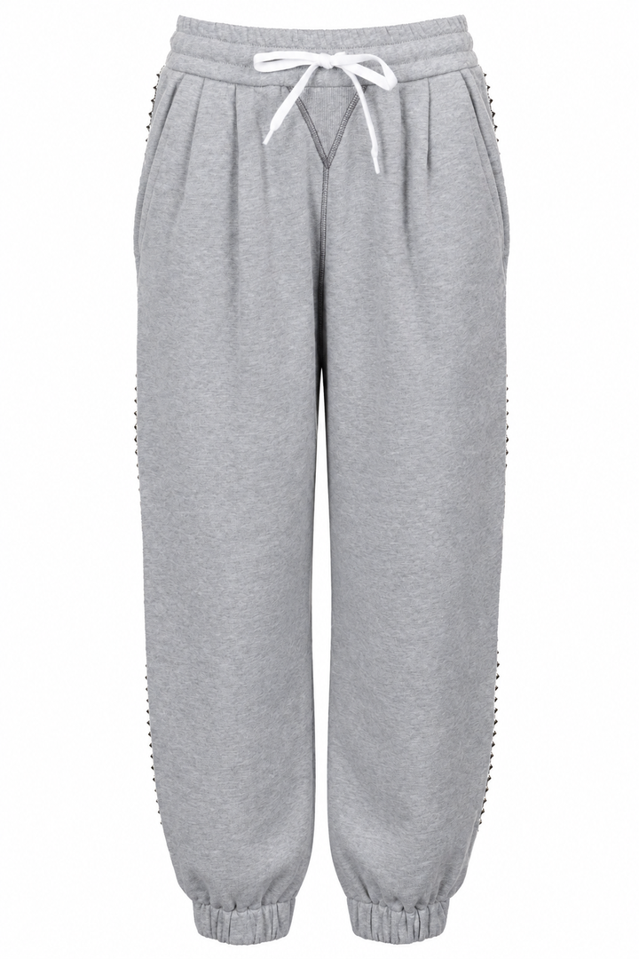 MIU MIU 2021 Studded Sweat Pants Cotton Grey