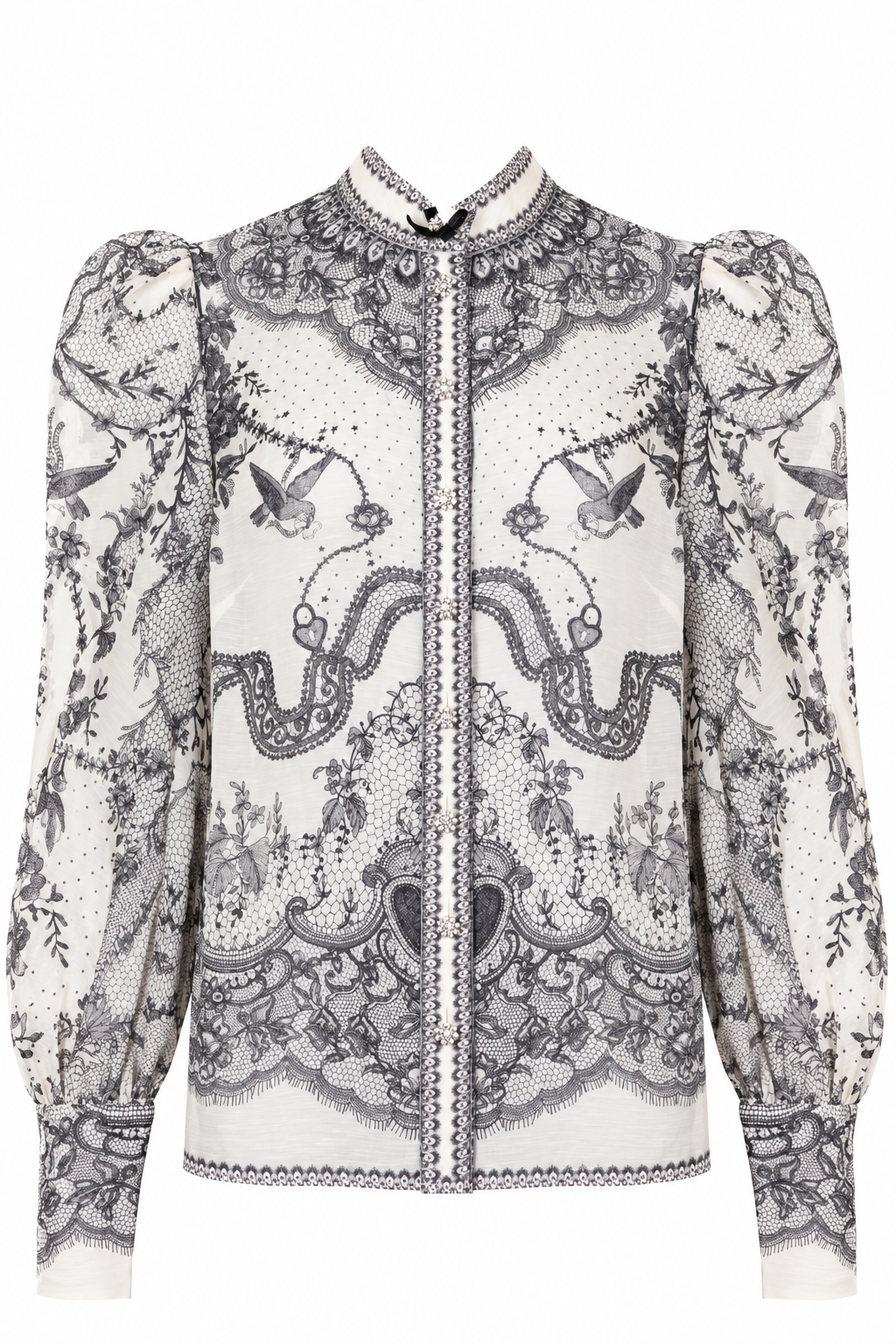 ZIMMERMANN Paisley Crystal Buttoned Blouse Linen Black