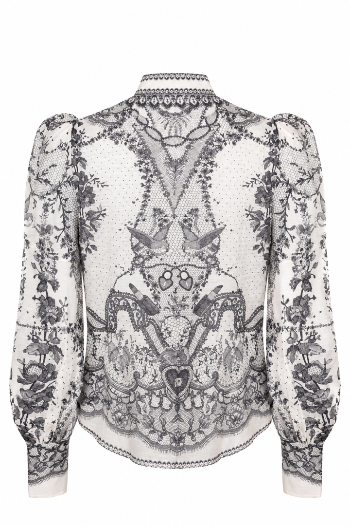 ZIMMERMANN Paisley Crystal Buttoned Blouse Linen Black